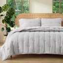 Bedsure Lightweight Comforter Queen Size Extra Soft & Breathable Quilt Set, 3 Piece Prewashed Cotton-Like Polyester Bedding, Includes 1 Quilt 90x96 Inches with 2 Shams, Machine Washable, Light Grey