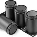 3 Inch Metal Furniture Legs Stainless Steel Adjustable Legs Black Metal Legs Round Cabinet Legs for Coffee Table Cabinet Desk Sofa Shelves, Pack of 4