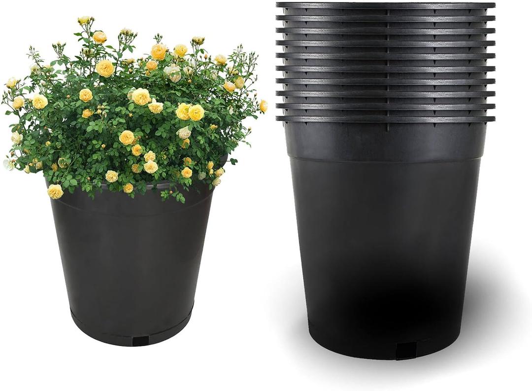 10 Packs 5 Gallon Flexible Nursery Pot Plastic Gallon Pots for Plants Suitable for Indoor and Outdoor, 10 Pcs 5 Gallon