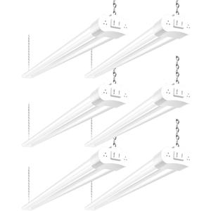 hykolity 6 Pack 4FT Linkable LED Shop Light, Utility Shop Light Fixture, 4400lm, 42W [250W Equivalent], 5000K Daylight Shop Lights for Garage, Hanging or Surface Mount, with Power Cord, ETL,White