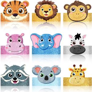 36 Pcs Animal Birthday Party Hats for Kids Jungle Safari Animal Theme Headbands Paper Party Crown Birthday Party Decorations for Boys Girls Animals Party Favor