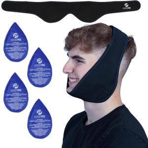 Fittest Pro Wisdom Teeth Ice Pack Head Wrap Jaw Ice Pack for Face Oral Surgery, 4 Hot Cold Gel Pack for TMJ, Tooth Extraction, Tonsillectomy Recovery