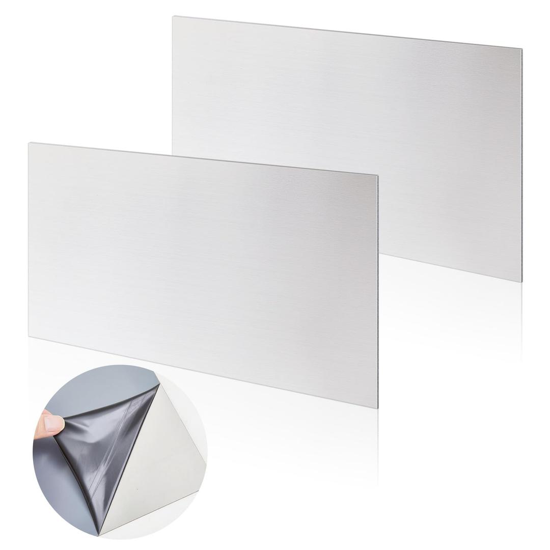 MorningRo 430 Stainless Steel Sheet Metal 24 x 12 Inches 24GA Metal Plates Panel #4 Brushed Finish Magnetic Mount Board Wall Food Truck Restaurant Kitchen Floor Trailer Garage Gym(2 Pack)