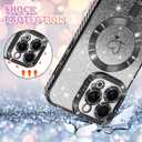NITITOP Compatible with iPhone 14 Pro Max Case Cute Clear Glitter [Compatible for MagSafe] Plating Heart Sparkle Bling Magnetic Girl Women Electroplated Frame Camera Protection Back Cover - Black
