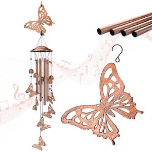 Butterfly Wind Chimes Outdoor Butterfly Gifts for Women/Men/Mom/Grandma/Wife Birthday Gifts Memorial Gift Metal WindChimes for Outside/Indoors, Home, Lawn, Porch, Patio, Garden Decor, Yard Decorations