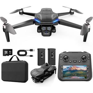4K GPS Drone with Camera for Adults with 4.5” HD Screen Controller, Brushless Motor, Includes SD Card, 60-Min Flight Time, Auto Return, Follow Me, Under 249g, Great Gift for Beginner