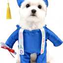 Dog Standing Graduation Costume Outfits with Stole DIY Letter Stickers,Pet Graduation Cap and Gown for Small Medium Dogs Cats,L