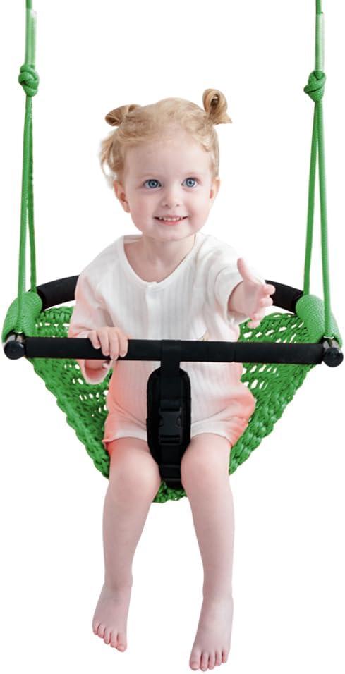 Toddler Swing & 2-in-1Baby Swing - Adjustable Rope Swing Seat for Kids | Indoor & Outdoor Durable Backyard Swing Set for Infants & Toddlers (Green) (Green)