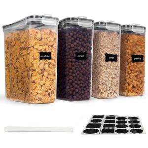 Cereal Containers Storage Set, 4 PCS Airtight Food Storage Container with Lids, BPA-Free Plastic Storage Containers for Cereal Rice Flour Sugar Dry Food (135.2 oz/4 Pcs)