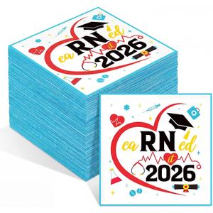 Crtiin 100 Pack Nurse Graduation Napkins Earned It Cocktail Class of 2026 Nurse Paper Disposable Napkins for RN Students Graduation Party Celebrations