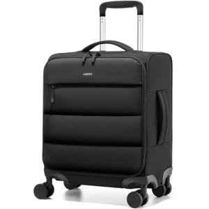 LUGGEX 18x14x8 Underseat Carry On Luggage with Spinner Wheels, UDS Softside Lightweight Suitcase for 2-Day Travel(UX-Pro, Black, 18x14x8)