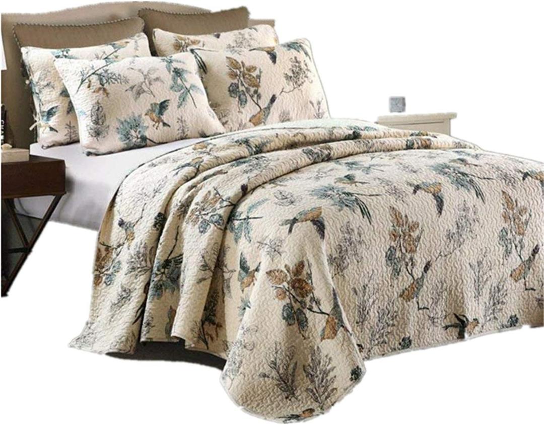 Flying Birds Printing Queen Comforter Coverlet Sets 3 Piece, Comfy Cotton Home Collections Bedspread Quilt Bedding Sets