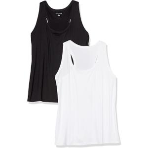 Amazon Essentials Women's Active Quick Dry Tech Stretch Racerback Scoop Neck Tank Top, Multipacks, Size Medium