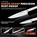 8 Inch Razor Sharp Chef Knife, High Carbon German Steel Blade with Comfortable Grip, Ideal for Meal Prep with Gift Box and 3.5 Inch Paring Knife, BBQ Knife (RUPA)