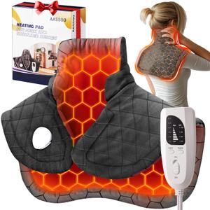 Graphene Weighted Heating Pad for Neck and Shoulders Mother's Day Wellness Gifts FSA Eligible Items Only List 3X Deeper Pain Relief Instant Heat Snug Fit Contoured Design ETL Certified (23*19, Dark Grey)