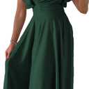 PRETTYGARDEN Summer Midi Dress 2026 Spring Ruffle Sleeve V Neck Cocktail Wedding Guest A Line Fit and Flared Dresses (Green)