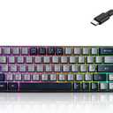 Wired Portable 60% Mechanical Feeling Gaming Keyboard,RGB LED Backlit Compact 68 Keys Mini Wired Office Keyboard for Windows Laptop PC Mac Gamer, Typist, Travel on Business Trip -Grey and Black