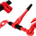 Ratchet Chain Binders 1/2'' - 5/8 | Load Binder with 2 Grab Hooks | Tie Downs for Grade 70 Transport Chain | 13,000 Lbs. Safe Working Load- Heavy Duty Ratchet Binders for Towing (Red  Manual)