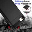 for Apple iPhone SE (2022) /SE (2020) / 8/7 Case with Credit Card Holder, Wallet Case Slide Cover Dual Layer Hard PC Rubber Cover Phone Case for iPhone 7 8 SE2 SE3 4.7' Black