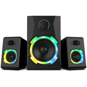 OR O R O W OROW Computer Speakers,40W PC Speakers with Subwoofer,Gaming Speakers with Bass,AC Powered,Support Bluetooth&SD&USB Play, 2.1 Multimedia Speakers System with RGB Light (Black)