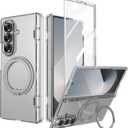 DAKORIE for Samsung Z Fold 7 Case Clear with Kickstand Hinge Protection Built-in HD Glass Screen Protector Shockproof Protective Case for Galaxy Z Fold 7 2025 - Clear