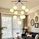 Globe Chandelier 10-Light Globe Glass Chandeliers for Dining Room Mid-Century Pendant Light Fixture for Living Room Kitchen Island Bedroom Entryway