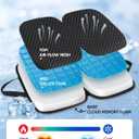 Sino Selected Ergo-Gel Airplane Seat Cushion, Gel-Infused Memory Foam Seat Cushion, Foldable Chair Cushions for Office, Car, Travel, Ergonomic Support & Cooling Design, All-Day Portable Comfort