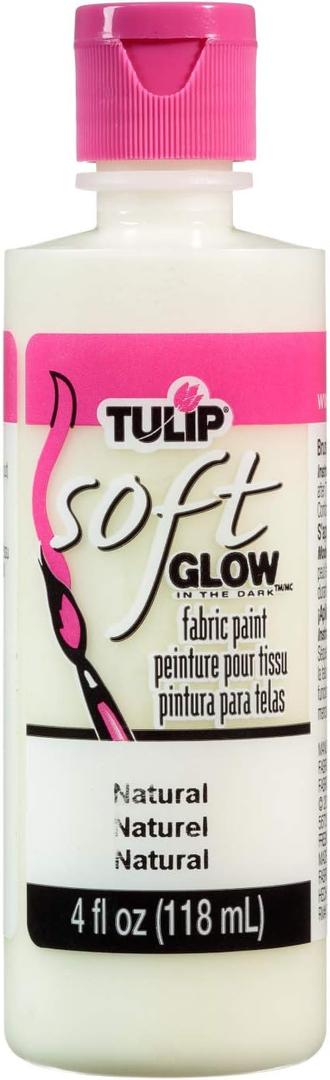 Tulip Soft Fabric Paint Glow in The Dark, Washable, Soft and Flexible, Permanent Paint, for Light and Dark Fabrics, Glow Natural, 4 fl oz