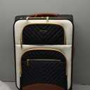 LOVEVOOK Carry On Luggage 22x14x9 Airline Approved, 20 Inch Softside Suitcases with Wheels, Lightweight Spinner Carry on Suitcase with TSA Lock, Water-Resistant Large Capacity Luggage for Travel (Black-White-Chestnut)