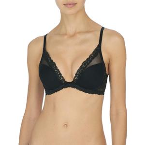 Natori Women's Feathers Luxe Plunge T-Shirt Underwire Bra 721255 (34DD, Black)