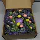 6 Pcs Easter Small Hanging Wreaths for Cabinets Artificial Small Candle Rings Wreaths with Purple Lavender and Easter Eggs Spring Pillar Candle Holder Wreath Home Kitchen Front Door Window Porch Wall