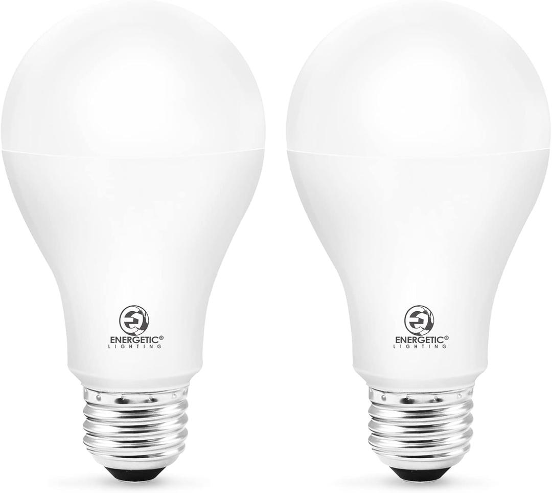 ENERGETIC SMARTER LIGHTING 150 Watt LED Bulb, 2600LM Super Bright Light Bulbs, Daylight 5000K, Dimmable A21 LED Bulb, E26 Standard Base, UL Listed, Damp Rated, 2 Pack