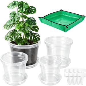 12PCS 5.75/7/8/10 in Clear Nursery Pots with Drainage Plant Pots, 5.75 7 8 9.58 inch