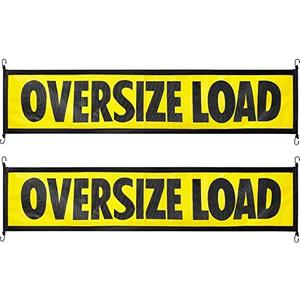 Juexica Oversize Load Signs for Trucks Oversize Load Banner 18" x 84" Mesh Flags with Metal Hooks and Stretch Cord for Escort Vehicles Car Truck, Yellow and Black 2 Pack