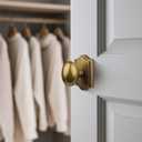 Antique Brass Finish Dummy Door Knob Interior, Vintage Style Zinc Alloy Oval Door Handle, Non-Turning Interior Push/Pull Door Knob (Antique Brass, Dummy)