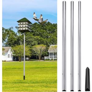 Tandefio 12 ft Telescoping Purple Martin House Pole with Ground Socket Heavy Duty 3-Section Telescoping Pole Purple Martin Bird House Heavy Duty Accessories (1 Pcs)