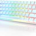 HK GAMING GK61 Mechanical Gaming Keyboard - 61 Keys Multi Color RGB Illuminated LED Backlit Wired Programmable for PC/Mac Gamer (Gateron Optical Brown, White)