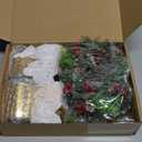 Skylety 4 Pack Christmas Votive Candle Holders with Candle Ring Wreath Christmas Table Centerpieces Glass Tealight Holder Wreath with Red Berry Pinecones for Xmas Decorations Wedding Holiday