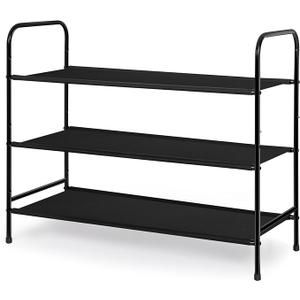MAX Houser 3 Tier Free Standing Shoe Rack, Metal Shoe Storage Shelf for 9-12 Pairs, Easy to Assemble, Entryway, Bedroom, Black