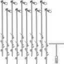 Hiboom Ground Anchor Screw Heavy Duty Earth Anchors Tent Stakes for High Wind with T Handle Hex Wrench Trampoline Hook Ground Stakes for Camping Canopies Car Ports Sheds (24 Inch, Silver)