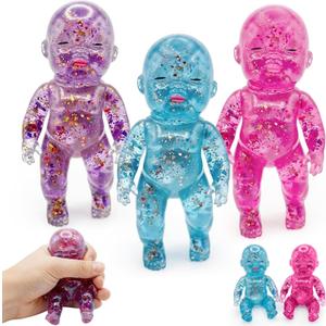 Squishy Slow Rising Glitter, GlitteDoll Squishies Stress , quishy Sensory Fidget, Fidgets Malt Sugar Squishy Relief Fidget Sensory for Anxiety Stress 3PCS