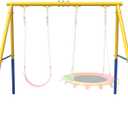 Heavy-Duty Steel Swing Stand for Outdoor, 500lb Capacity Universal Swing Frame, Adult-Rated Anti-Tip Design for Porch/Backyard, Easy Tool-Free Assembly, Yellow(Swing Stand Only)