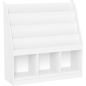 RiverRidge Kids 4 shelves Three Cubbies Bookrack, White (02-251), 11.81"D x 35"W x 36"H