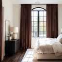 96 inches Long Brown Velvet Blackout Curtains for Living Room Bedroom Luxury Vintage Light Blocking Thermal Insulated Pinch Pleated Drapes, Tan 2 Panels with Hooks Track,Sliding Door,Terracotta