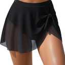 Blooming Jelly Womens High Waisted Swim Skirt Tummy Control Mesh Tie Knot Bathing Suit Bottom 2026 Mini Trendy Cute Ladies Swimsuit Bikini with Skirt (Large, Black)