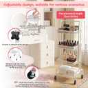 Werhoo 90 to 180 Adjustable Makeup Organizer Cart (Detachable Tabletop) with Drawers-4 Tier, Metal Beauty Cart with Enlarged Wheel Move to Bedroom, Bathroom and Living Room for Flexible Makeup