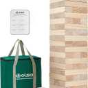 Olsa Giant Tumble Tower 57PCS Wooden Block Stacking Yard Games with Carrying Bag Classic Indoor & Outdoor Game for Adults and Family Party Games for Backyard Lawn Beach Camping (Over 4.2 Ft)