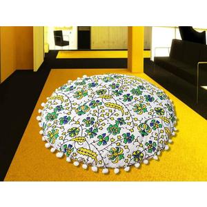 18 Inch Round Pillow Cover Only Floor Cushion Covers Seating Pillows For Adults Kids Poufs Mandala Seats Case Hippie Cushions Cases Boho Living Room (18 Pillow Cover ,Without Filler)