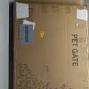 JSB 144-inch Extra Wide 30-inch Tall Dog gate with Door Walk Through, Freestanding Round Tube Pet Gate for Halls Stairs, Puppy Safety Dog Fence with 2PCS Support Feet (Espresso)