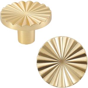 6 Pack Gold Cabinet knobs Kitchen Cabinet Pulls with Vintage Cupboard Drawers Hardware Dresser Drawer Handles Kitchen Cabinet Handles (Single Hole, 6 Pack, Brushed Gold)
